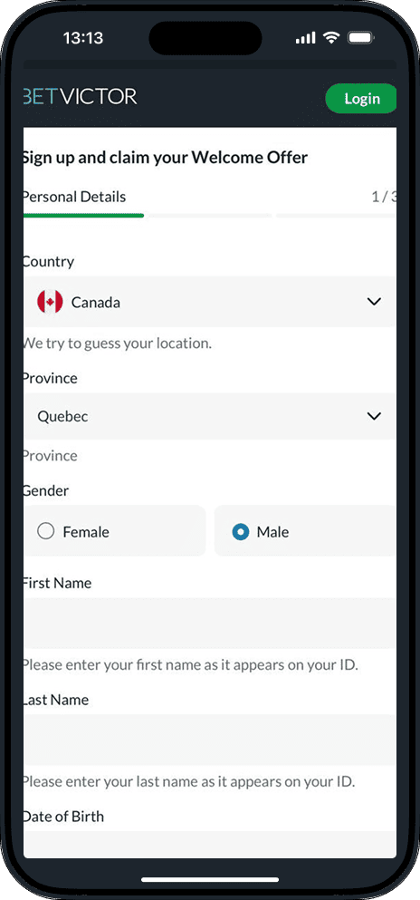 BetVictor Register